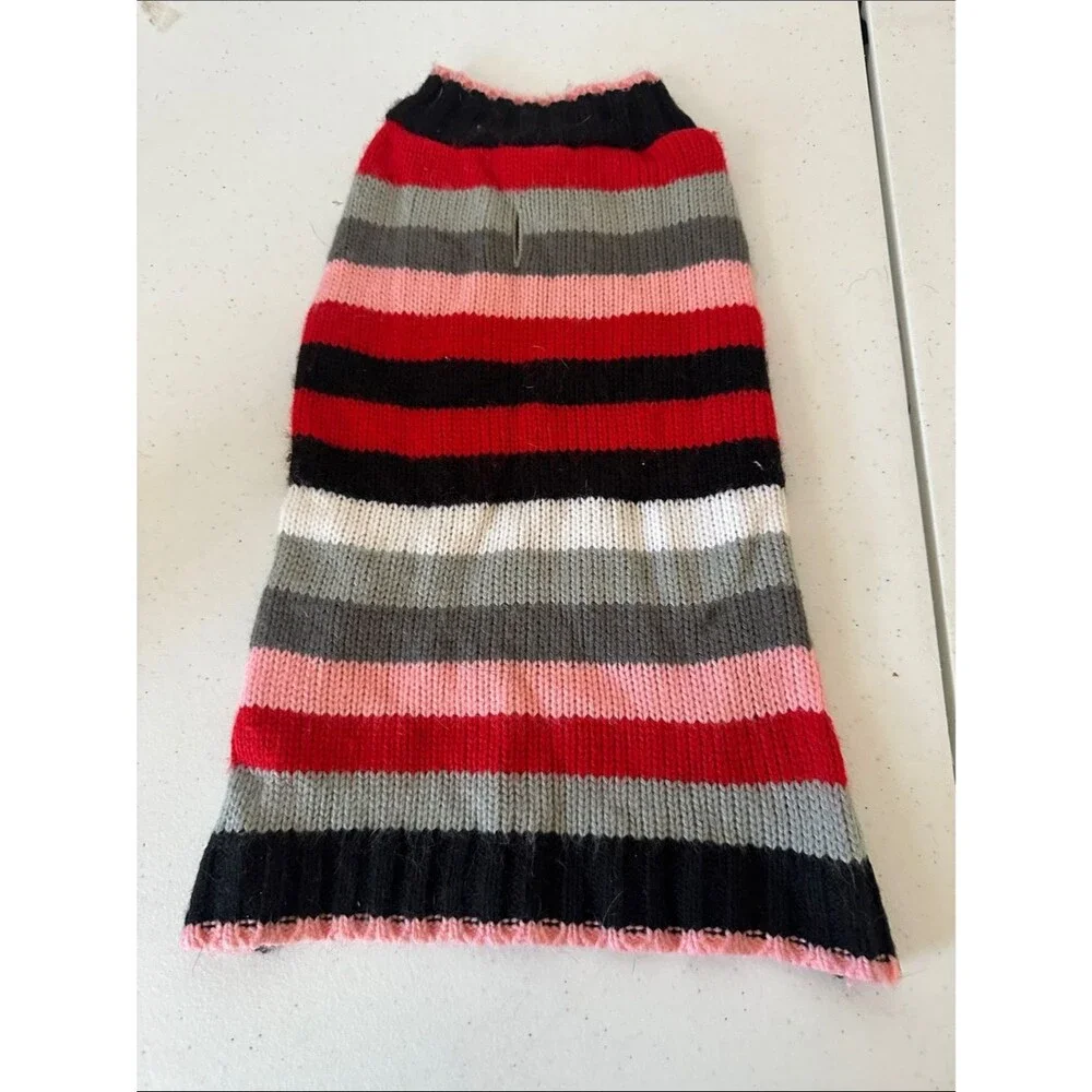 Unbranded Colorful Striped Dog Pullover – M Knit Acrylic Yarn